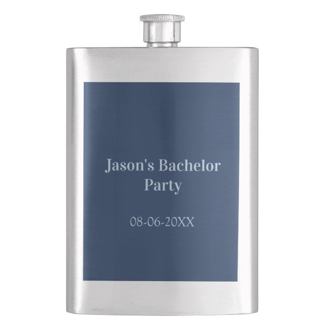 Bachelor party name date simple minimal best man  hip flask (Front)