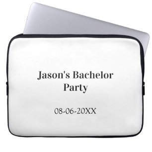 Bachelor party name date simple minimal best man laptop sleeve