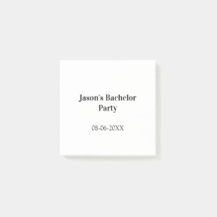 Bachelor party name date simple minimal best man  post-it notes