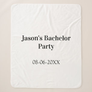Bachelor party name date simple minimal best man  sherpa blanket