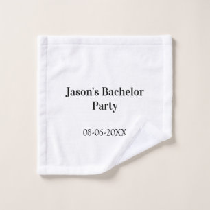 Bachelor party name date simple minimal best man wash cloth