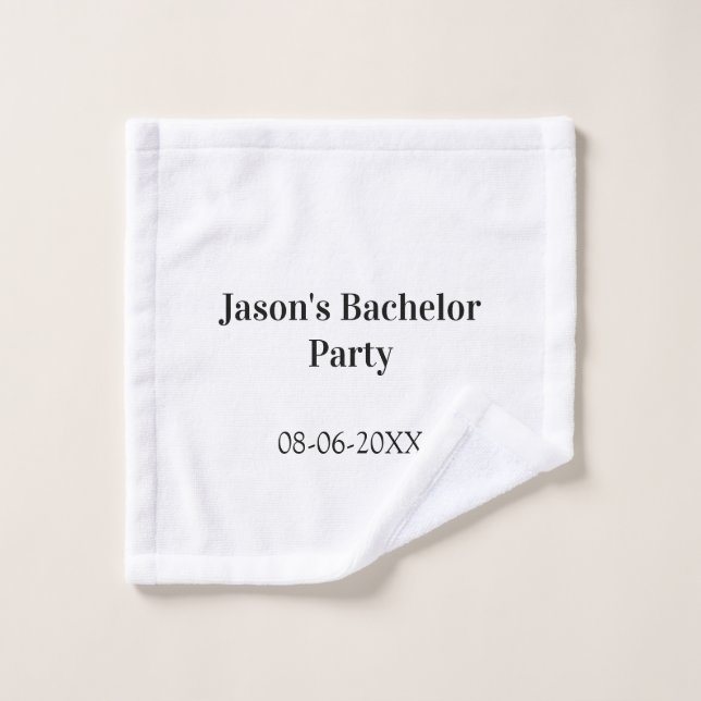 Bachelor party name date simple minimal best man  wash cloth (Wash Cloth)