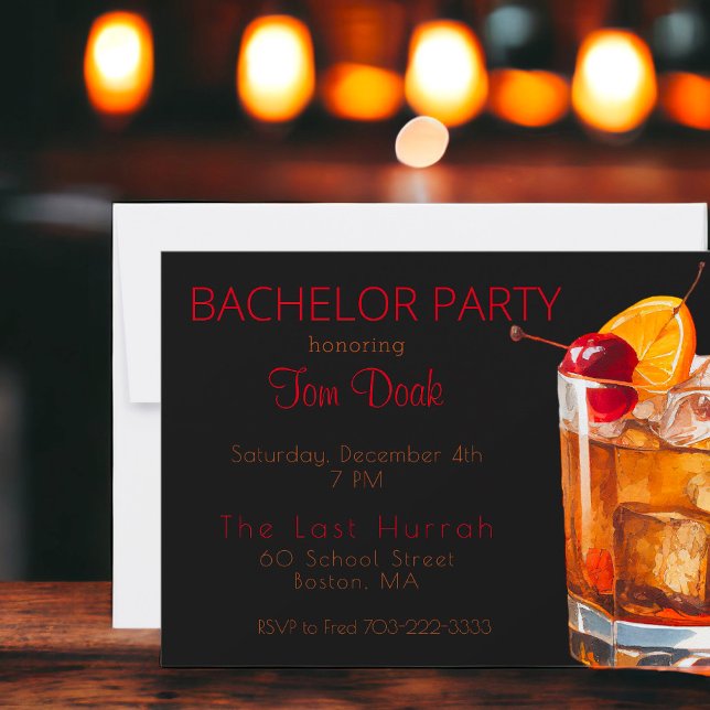 Bachelor Party Old Fashioned Drink Invitation (Creator Uploaded)