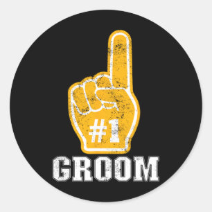 Bachelor Party Orange Foam Finger Groom 1  Classic Round Sticker