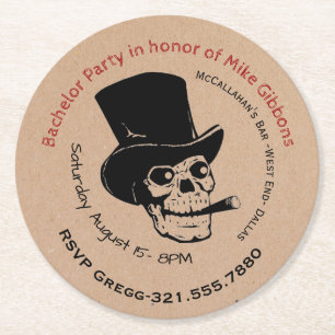 Bachelor Party Paper Coaster Invitation