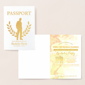 Bachelor Party passport gold foil Card