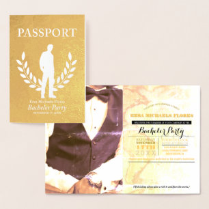 Bachelor Party passport gold foil Card
