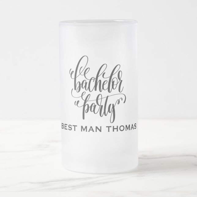 Bachelor Party Personalised Best Man Frosted Glass Beer Mug (Center)