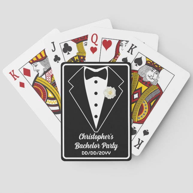 Bachelor Party Poker Black Tuxedo White Rose  Playing Cards (Back)