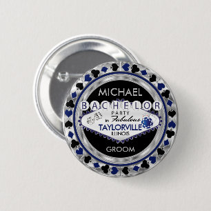 Bachelor Party Poker Chips - Dark Blue Button