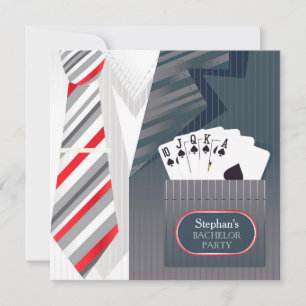 Bachelor Party Poker Suit Flat Invitation