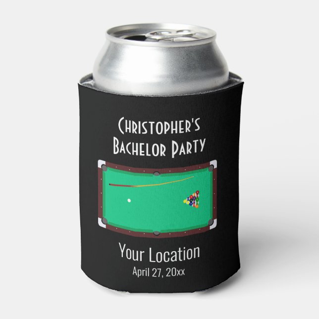 Bachelor Party Pool Table Billards Wedding Favour Can Cooler (Can Front)