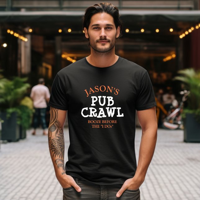 Bachelor Party Pub Crawl Personalised Tri-Blend Shirt (A great tshirt choice for a bachelor party pub crawl.)