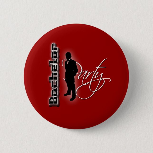 Bachelor party  red groom customisable badges (Front)