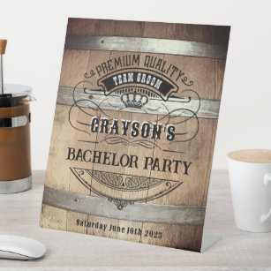 Bachelor Party Rustic Pedestal Sign