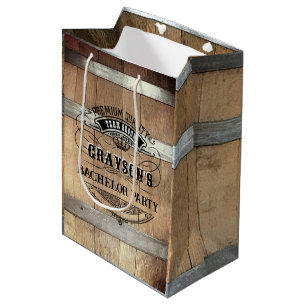 Bachelor Party Rustic Whiskey Barrel Medium Gift Bag