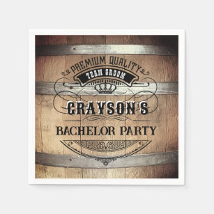 Bachelor Party Rustic Whiskey Barrel Napkin