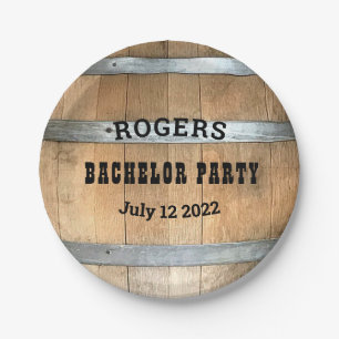 Bachelor Party Rustic Whiskey Barrel Paper Plate