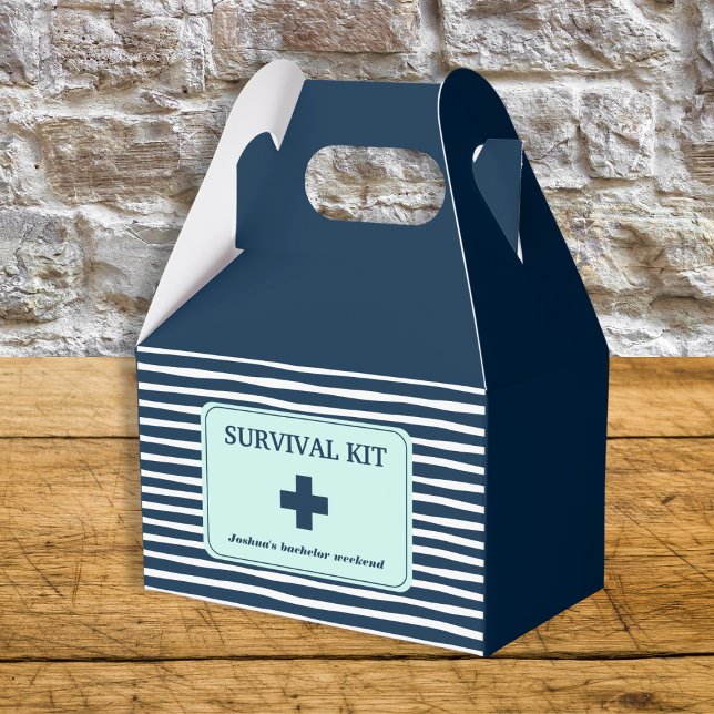 Bachelor Party Survival Kit Navy Nautical Favour Box (Bachelor Party Survival Kit Navy Nautical Favor Boxes)