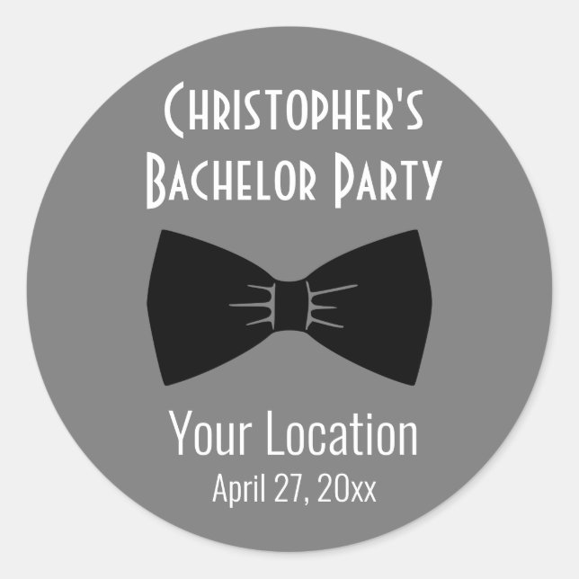 Bachelor Party Tuxedo Bow Tie Wedding Classic Round Sticker (Front)