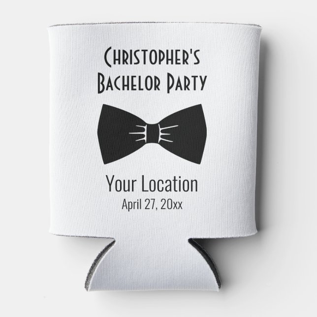Bachelor Party Tuxedo Bow Tie Wedding Favour Can Cooler (Front)