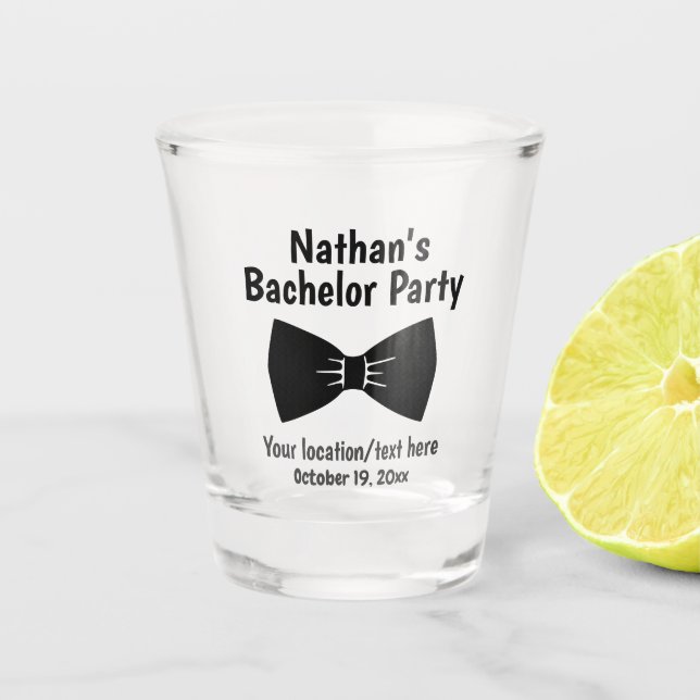 Bachelor Party Tuxedo Bow Tie Wedding Favour Shot Glass (Front)