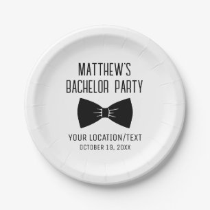 Bachelor Party Tuxedo Bow Tie Wedding Paper Plate