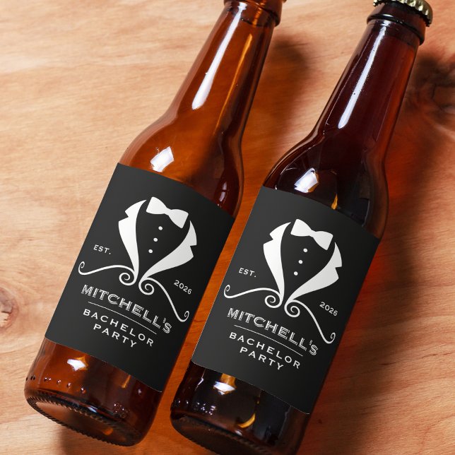 Bachelor Party Tuxedo Suit Bowtie Black Wedding Beer Bottle Label (Bachelor Party Tuxedo Suit Bowtie Black Wedding Beer Bottle Label
)