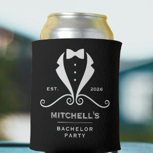 Bachelor Party Tuxedo Suit Bowtie Black Wedding Can Cooler