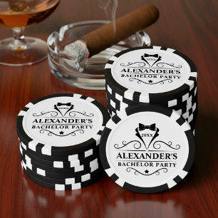 Bachelor Party Tuxedo Tie Black and White Poker Chips