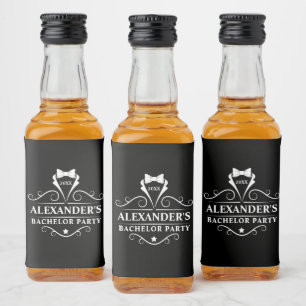 Bachelor Party Tuxedo Tie Black Mini Liquor Bottle Label