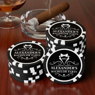 Bachelor Party Tuxedo Tie Black Poker Chips