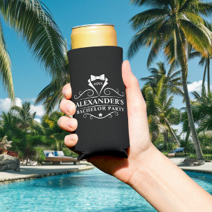 Bachelor Party Tuxedo Tie Black Seltzer Can Cooler
