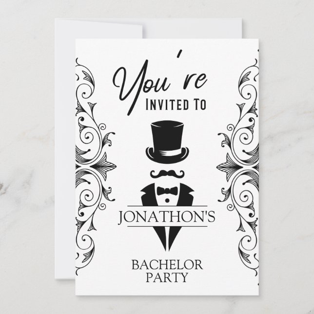 Bachelor Party Vintage Tuxedo  Invitation (Front)