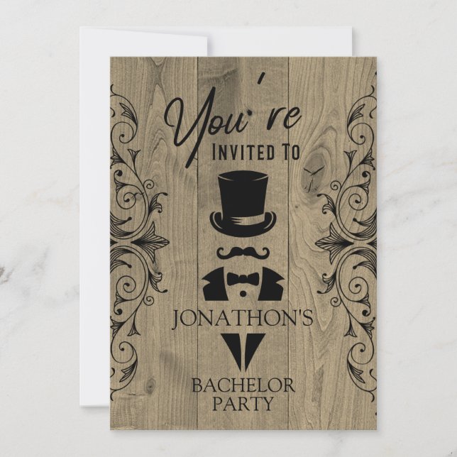 Bachelor Party Vintage Tuxedo  Invitation (Front)