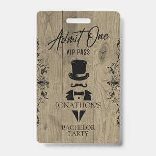 Bachelor Party Vintage Tuxedo VIP Badge ID Badge