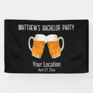 Bachelor Party Wedding Beer Cheers Black Banner