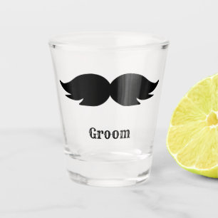 Bachelor party / wedding black bushy moustache shot glass