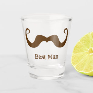 Bachelor party / wedding brown curly moustache shot glass