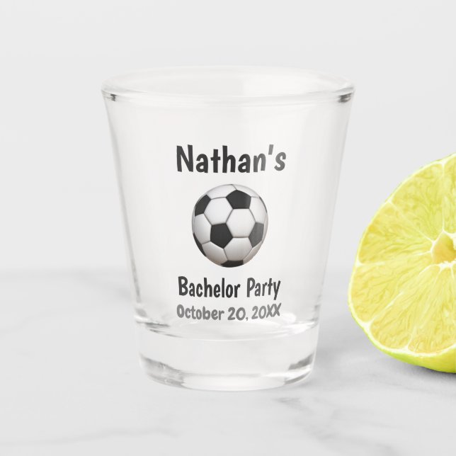 Bachelor Party Wedding Favour Soccer Football Shot Glass (Front)
