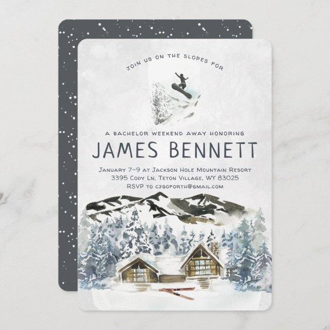 Bachelor Party Weekend Ski Trip Invitation (Front/Back)