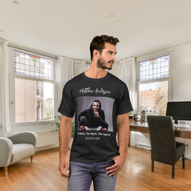 Bachelor photo man myth legend name fun T-Shirt (Creator Uploaded)