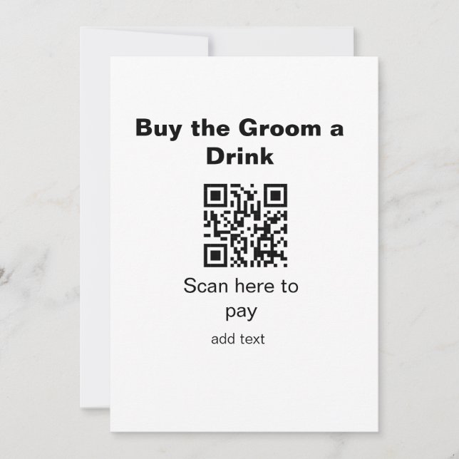 bachelor QR scan to pay groom a drink groomsman Invitation (Front)