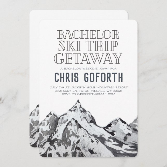 Bachelor Ski Trip Weekend Getaway Invitation (Front/Back)
