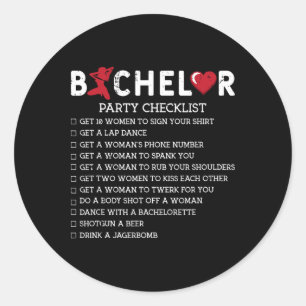 Bachelor Supplies Party Checklist Groom Groomsmen Classic Round Sticker