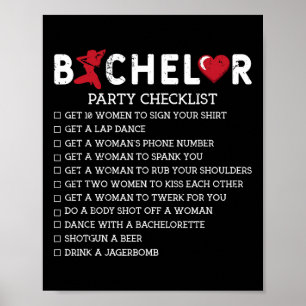 Bachelor Supplies Party Checklist Groom Groomsmen  Poster