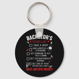 Bachelor To Do List Groom Bride Party Funny Bachel Key Ring