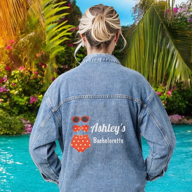 Bachelorette Beach Bikini Shower Party Denim Jacket (Creator Uploaded)