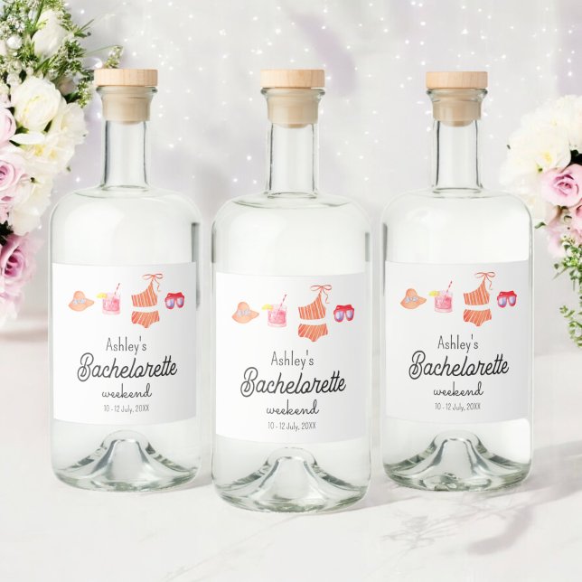 Bachelorette Beach Bikini Weekend  Liquor Bottle Label (Creator Uploaded)