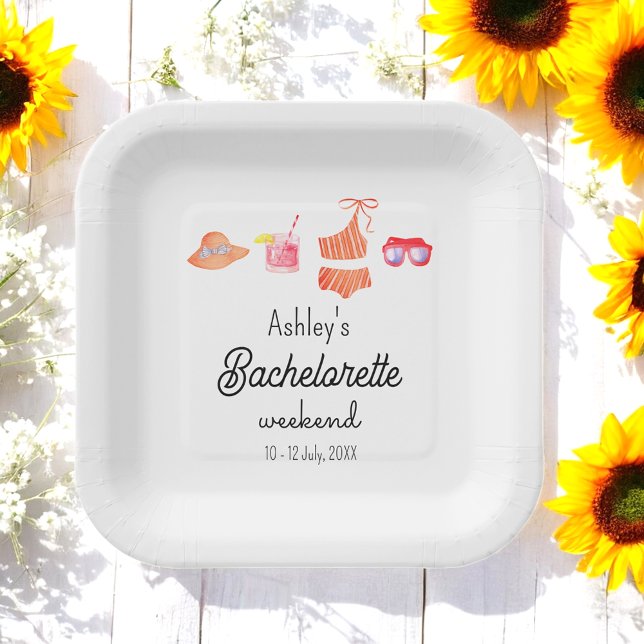 Bachelorette Beach Bikini Weekend  Paper Plate (Creator Uploaded)